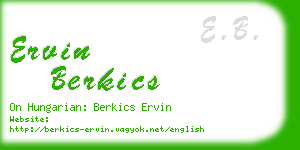 ervin berkics business card